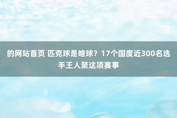 的网站首页 匹克球是啥球？17个国度近300名选手王人聚这项赛事