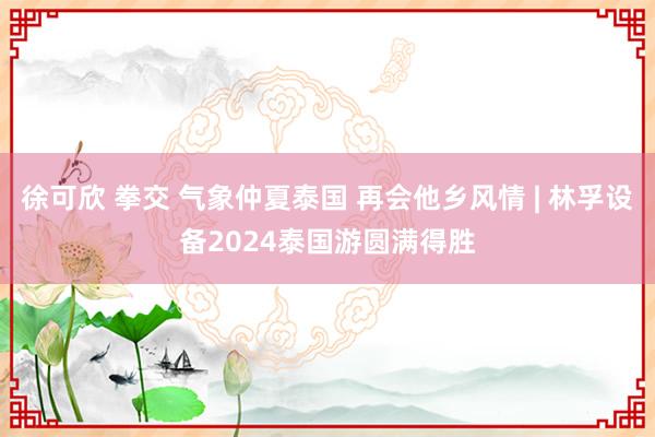 徐可欣 拳交 气象仲夏泰国 再会他乡风情 | 林孚设备2024泰国游圆满得胜